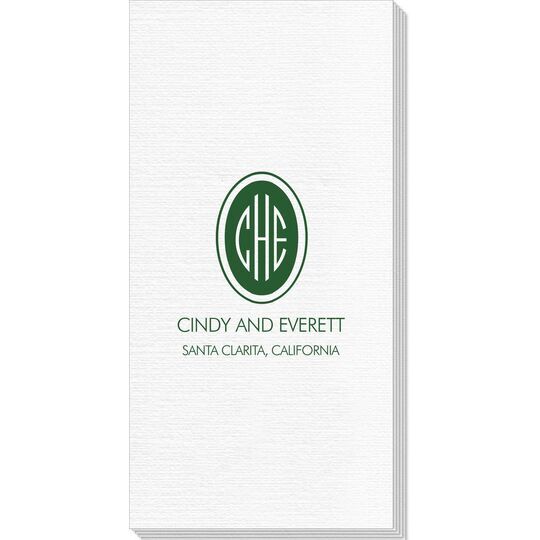 Outline Shaped Oval Monogram with Text Deville Guest Towels